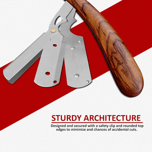 Mango de madera rosa con cuchilla pulida, maquinilla de afeitar recta para hombres, maquinilla de afeitar profesional de peluquero con 100 hoja de un solo borde, mango de madera - Product Image 6