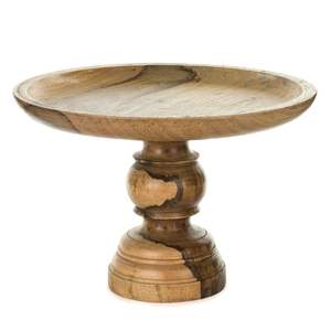 Tazón de madera con acabado rústico de artículos de mesa con uso de pedestal para servir ensaladas y alimentos - Product Image 2
