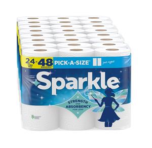 Serviettes en papier jetables douces 3 plis Sparkle Pick-A-Size, 24 rouleaux doubles (2 640 feuilles au total) - Serviettes de cuisine résistantes pour tous les jours - Product Image 1