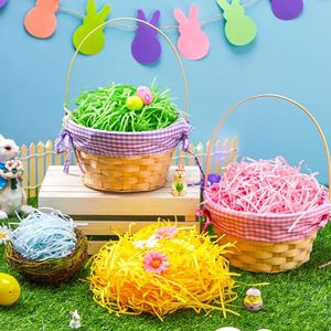 Small Easter <b>Egg</b> Gift Basket for Kids Hand Woven Bamboo Rattan Christmas Basket Carry Basket - Product Image 4