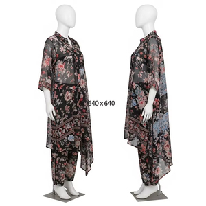 Conjuntos de gasa antiestáticos para mujer con estampado de descarga, traje ligero y suave de dos piezas, ropa informal elegante para oficina, traje de moda - Product Image 4