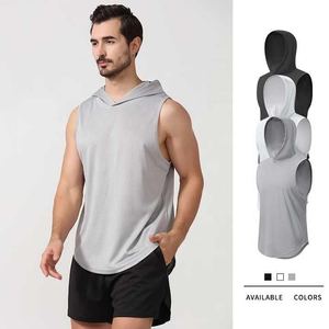 Gym Stringer Tank Top Hoodie Hommes Bodybuilding Sleeveless Hoodie Hommes Fitness Singlets Gilets Sportswear Hooded Vest Tank Tops - Product Image 5