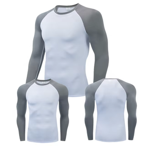 T-shirt de compression d'entraînement MMA personnalisé pour homme, col rond, manches longues, pour le sport, la remise en forme, le BJJ, le rashguard de combat - Product Image 1