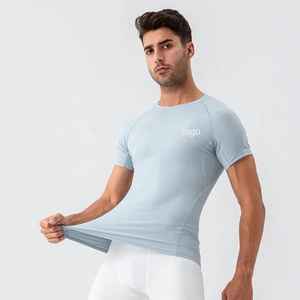 Camiseta ajustada de nuevo estilo para hombre, camiseta de verano con serigrafía personalizada para gimnasio, trabajo físico, algodón/poliéster, cintura ajustada, cuello suave - Product Image 6