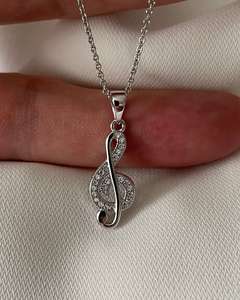 Colgante de plata de ley Cz con cadena de traza facetada de plata, joyería elegante, regalo para ella, collar delicado, joyería llamativa - Product Image 2