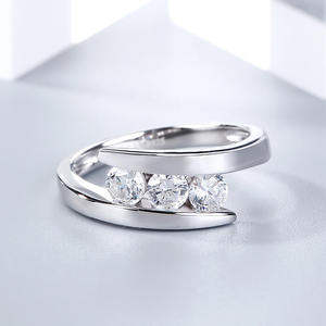 Jeulia Tension <b>Set</b> Three Stone Round Cut Diamond <b>Ring</b> in Sterling <b>Silver</b> - Product Image 6