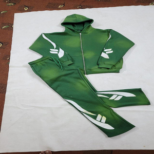 Custom Winter Hooded Heavyweight Streetwear Tracksuit High Quality 100% Cotton Fleece Acid Washed Applique <b>Embroidery</b> Men - Product Image 2