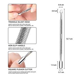 Poussoirs à cuticules à double extrémité de qualité supérieure Instruments de manucure professionnels en acier inoxydable Logo personnalisé Outil de soin des ongles de haute qualité - Product Image 1