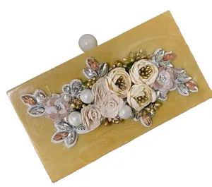 Desain Jepang Harga Terbaik Resin dan batu kuning dan warna perak digunakan dompet dan tas tangan wanita Dally menggunakan dompet dan tas wanita