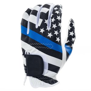 Gants de golf en maille doublés vert en cuir Cabretta à bas prix Sangle réglable et logo sur le poignet Gants de golf en cuir Cabretta personnalisés - Product Image 3