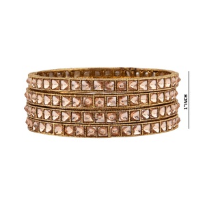 Conjunto de Brazaletes de Cristal Kundan Tradicional de Estilo Indio Bollywood, Joyería para Mujeres y Niñas (4 piezas) - Product Image 4