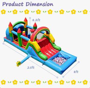 บ้านลมเป่าลม PVC ขนาด 25 ฟุต พร้อมสไลเดอร์น้ำและบ่อบอล สำหรับใช้ในบ้านและนอกบ้าน สนามเด็กเล่นกลางแจ้ง - Product Image 1