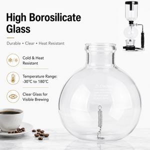Cafetière à siphon en <span class=keywords><strong>verre</strong></span> borosilicate 3/5 tasses - Cafetière manuelle à vide avec poignée noire et filtres en tissu pour usage domestique - Product Image 4