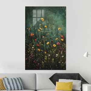 Impresión botánica vintage: elegante arte de pared en lienzo con diseño de flores silvestres, vidrio - Product Image 1