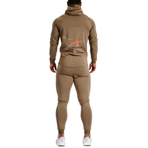 Sudadera con capucha y cremallera de cuarto flexible de chándal de alta calidad para hombre con logotipo impreso personalizado y pantalones de chándal para uso en el gimnasio - Product Image 3