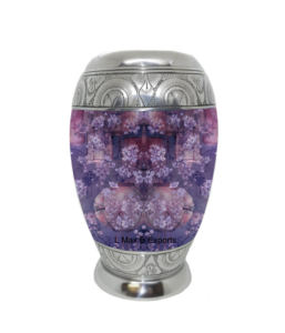 Urna de cremación de ramo de flores moradas para funerarias, cenizas conmemorativas con bolsa de terciopelo gratis - Product Image 1