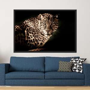 Lienzo de regalo para amantes de los leopardos - Impresión artística de animales en lienzo, 1P: Enmarcado en negro - Product Image 1