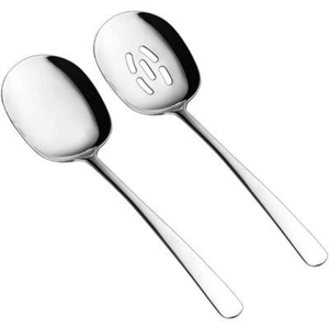 Cuillères de service dorées modernes, lot de 4 |   Grand ensemble d'ustensiles de buffet en métal |   Ensemble de cuillères de service de qualité professionnelle pour la restauration - Product Image 5
