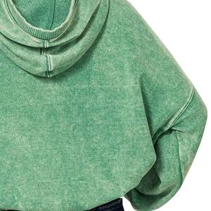 Nouveau automne personnalisé acide sweat à capuche zippé pour les femmes solide Look Vintage surdimensionné Polyester coton décontracté hiver écologique - Product Image 5