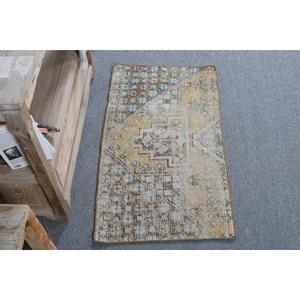 Vintage Turkish Rug 1.6x3 ft (50x91 cm), <b>Brown</b> <b>Wool</b> Rug - Product Image 1