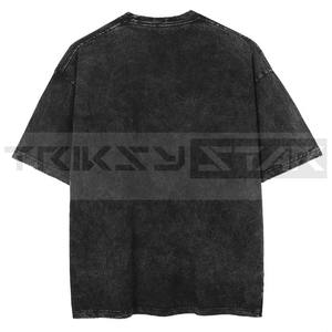 T-shirt vintage délavé à l'acide, personnalisable, respirant, coupe classique, Harajuku, uni, col roulé en tricot pour homme, streetwear, 100% - Product Image 2