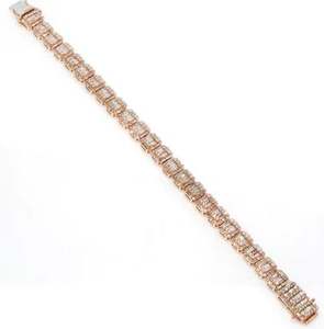 Pulsera de tenis estilo hip-hop con moissanita talla princesa marrón, chapada en oro rosa de 14K sobre plata de ley - Product Image 3