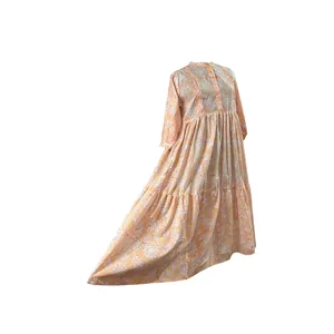 Hermoso Vestido Casual Estampado a Mano de Jaipur para Mujer, Elegante y Moderno, Talla Única hasta 5XL, Transpirable, Largo hasta el Suelo - Product Image 5