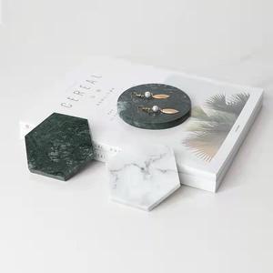 Handmade Wholesale Eco-Friendly Decorative Natural <b>White</b> and Black Marble Hexagon <b>Coasters</b> - Product Image 5