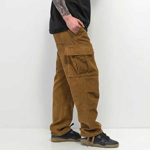Pantalon cargo droit coupe ajustée et respirant à taille élastique et poches latérales pour hommes, style décontracté 100% - Product Image 3