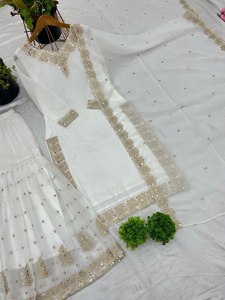 Mới Ra Mắt Bắt mắt giá thấp phạm vi nặng giòn lụa với nặng thêu 3/4 Tay áo mô hình anarkali salwar phù hợp với - Product Image 5