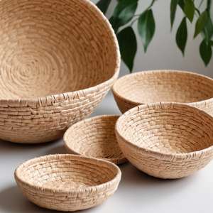 Cuenco de caña y ratán hecho a mano con diseño tejido natural-Pieza decorativa y funcional versátil para la decoración del hogar - Product Image 6