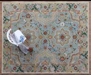 Leslie Parsian Style Porcelana Azul Hecho a mano Tufted 100% Alfombra de lana Nuevas opciones de tamaño personalizables disponibles - Product Image 3