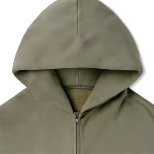 Sudadera con capucha de algodón con cremallera completa de alta calidad 500 Gsm para hombre, gran oferta, parte superior transpirable de doble capa, cara con capucha personalizable - Product Image 4