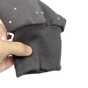 Survêtement d'hiver en molleton de coton avec strass, logo personnalisé, sweat à capuche zippé, pantalon ample, lavage à l'acide, survêtement complet, séchage rapide, respirant - Product Image 6