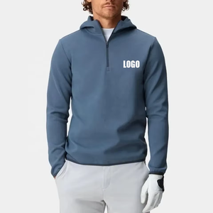 Pulls de golf personnalisés pour hommes, imprimés, à col zippé 1/4, sweats à capuche en polaire brodés, séchage rapide, respirants, manches unies - Product Image 4