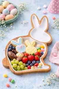 <b>Rustic</b> Rabbit Shaped Eco Friendly Wooden Tray Dishwasher Safe for Parties Appetizers Desserts Tea & <b>Coffee</b> Kitchen <b>Table</b> Decor - Product Image 2