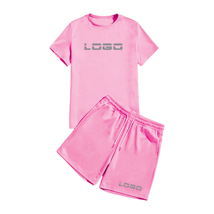 Factory Direct High Quality Spring Solid High Street 2 Piece Set Shorts Set Custom Wholesale 100% Cotton <b>Tracksuit</b> - Product Image 6