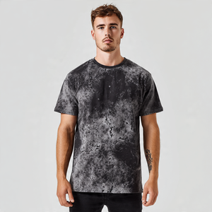 Camiseta de sublimación de lavado ácido para hombre, camiseta de lavado Vintage de poliéster de algodón 100% para hombre, lavada con ácido Camiseta estampada ajustada para hombre - Product Image 2