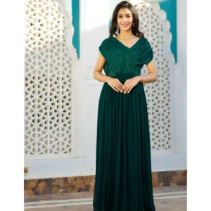 Vestido de Noche Largo con Lentejuelas Verde Bosque, Estilo Formal para Fiesta, Vestido de Gala con Cuello Redondo, Tallas XS-XL para Madre de la Novia, Invitada de Boda - Product Image 3