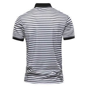 Meilleur matériau tout nouveau t-shirt à manches courtes pour hommes rayures noires et blanches pour polo pour printemps été 100% coton tricoté - Product Image 2