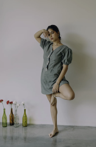 New Arrival Embroidered Cotton Short Designer Short Sleeves Trendy Gypsy Short <b>Women</b> <b>Dress</b> - Product Image 3