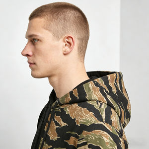 Sudaderas Holgadas Personalizadas de Felpa Francesa 100% Algodón, Estilo Vintage Otoñal, con Estampado Digital de Camuflaje Parcial para Hombre - Product Image 3