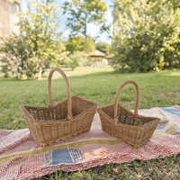 Panier de rangement rond en osier naturel fait main, petit format, avec poignée, style vintage, idéal pour articles divers - Choix de qualité supérieure du Vietnam (vente en gros)