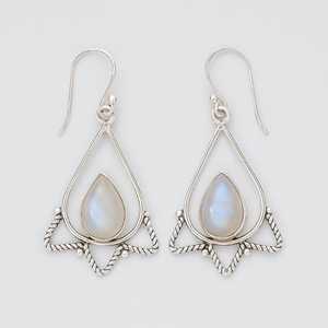 Pendientes de Plata de Ley con Piedra Lunar Arcoíris, Forma de Lágrima, Piedra de Nacimiento de Junio - Product Image 5