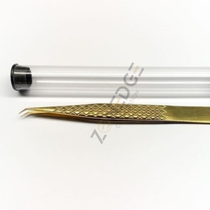 Best Quality Lash Extension <b>Tweezers</b> Golden Fiber Tip Lash <b>Tweezers</b> Volume Lash Extension <b>Tweezers</b> With Grip Tips - Product Image 6