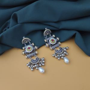 ต่างหูสตั๊ดสองโทนสีออกซิไดซ์เกรดสูงเครื่องประดับแฟชั่นคุณภาพสูงจากผู้ผลิตอินเดียรูปทรงเรขาคณิต - Product Image 2