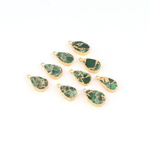 Mohave Emerald Cuivre Turquoise Connecteur Or Galvanoplastie Bordée Forme de poire 10x14mm Connecteur Simple Bail Findings Supplies - Product Image 1