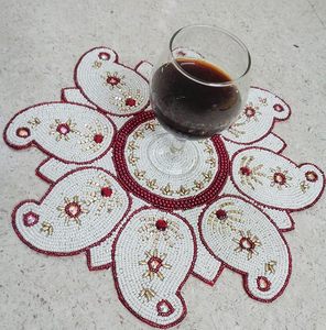 Glass <b>Beaded</b> Round <b>Placemat</b> for Dining Table Kitchen Wedding Christmas Decorations Family Gatherings and Parties - Product Image 4