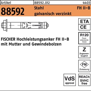 ชุดอุปกรณ์ยึดติดประสิทธิภาพสูง Fischer รุ่น R 88592 FH II 12/100 B เหล็กกล้า แพ็ค 25 ชิ้น - Product Image 1