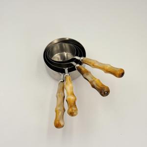 Hot Selling Mother of Stainless Steel Handmade <b>Measuring</b> <b>Cups</b> with Resin Handle for Powder Been Liquid <b>Measuring</b> in India - Product Image 3